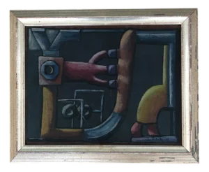 John Reitz, Machines et outillages, 1945, Oil on Cardboard, Framed