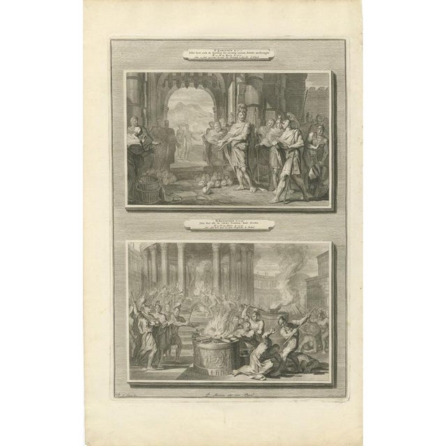Baroque Pieter Mortier, Jehu and the Heads of Ahab's Sons and Baal's Prophets Slain, 1700, Engraving For Sale - Image 3 of 12