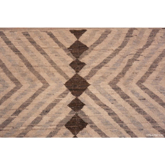 Moroccan Modern Earthy Brown Chevron Moroccan Berber Beni Ourain Design Rug For Sale - Image 3 of 5