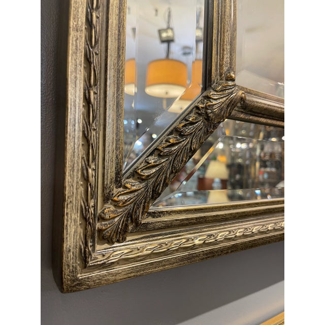 Contemporary 1980s Uttermost Brushed Metal Neoclassical Monumental Mirror For Sale - Image 3 of 8
