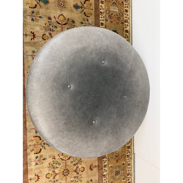 2010s Room & Board Sidney Leather Ottoman, Laino Slate For Sale - Image 5 of 12