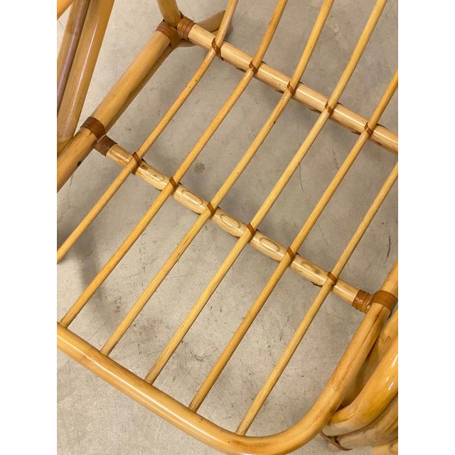 Set of Bamboo & Leather Armchairs, 1980s For Sale - Image 12 of 15