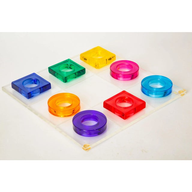 Modern Vintage Haziza Jewel Toned Lucite Tic Tac Toe Game, 1970's For Sale - Image 3 of 13