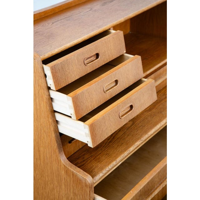 Mid Century Danish Modern Secretary Desk Oak Leaf Bureau Denmark Drawers Vanity For Sale - Image 11 of 12