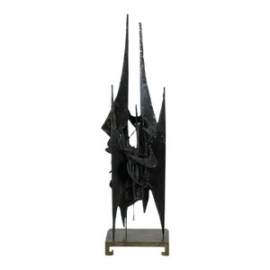 1970s Small Decorative Brutalist Sculpture on Brass Stand