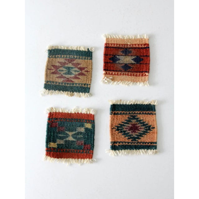 Vintage Southwestern Textile Coasters Set 4 For Sale - Image 11 of 11