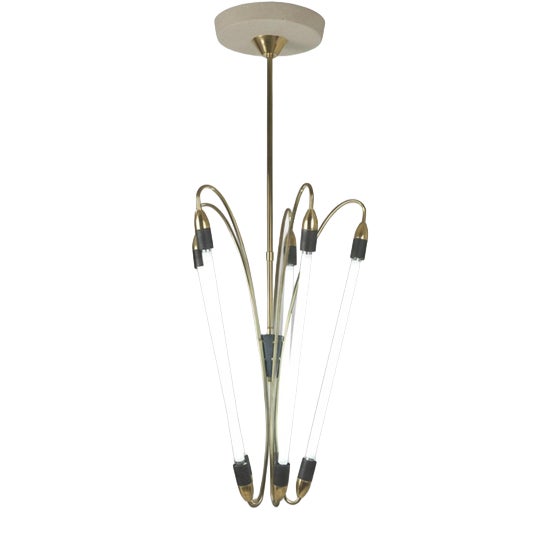 Neon Lamp in Brass, Germany, 1950s For Sale