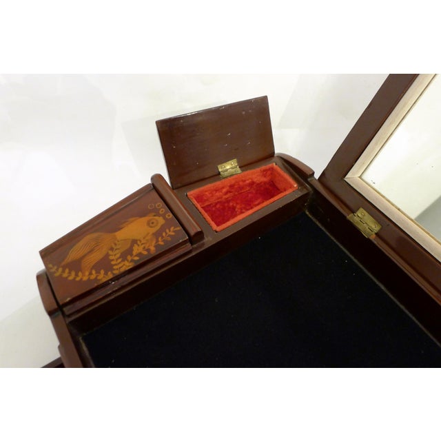 Large Mid-Century Asianf Lacquered Wood Jewelry Box with Fish, 1950s For Sale - Image 11 of 18