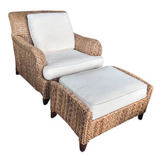 Palecek Lounge Chair and Ottoman - a Pair For Sale