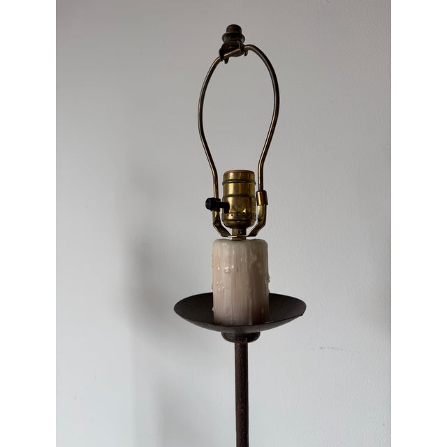 Vintage Hand-Forged Iron French Gothic & Spanish Revival Adjustable Tripod Floor Lamps – A Pair For Sale In Miami - Image 6 of 13