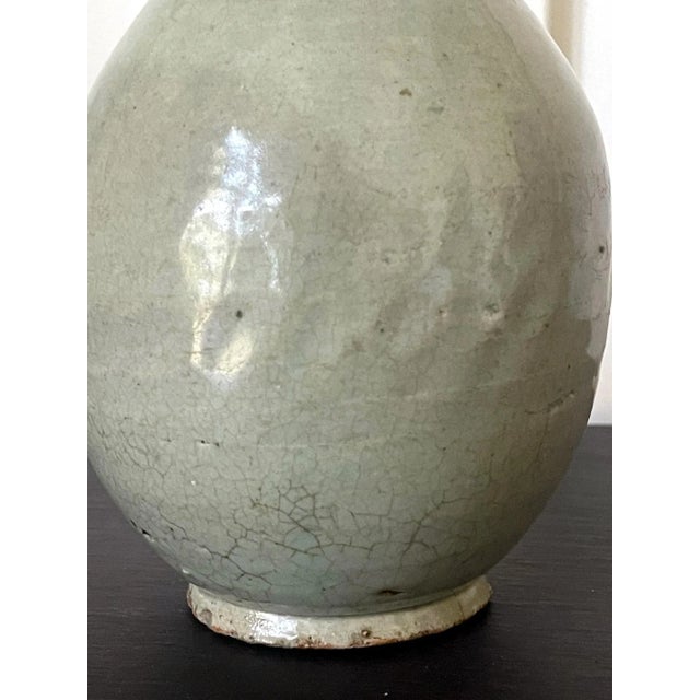 Asian Antique Antique Korean Joseon Dynasty Celadon Bottle Vase For Sale - Image 3 of 13