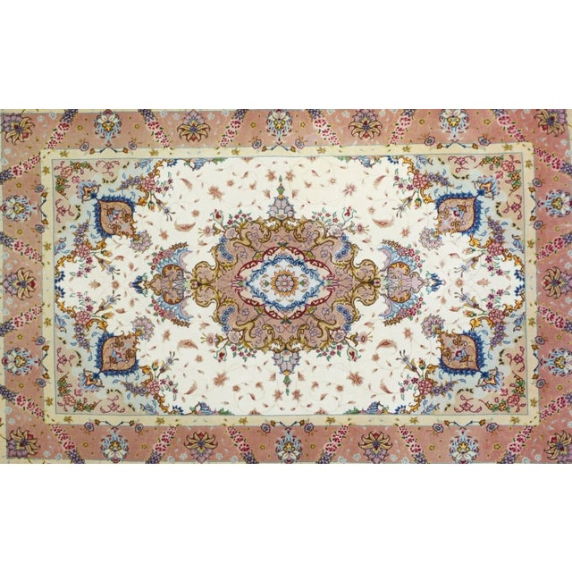 Traditional Extremely Fine Persian Tabriz Wool & Silk Rug 3'4'' X 5'2'' For Sale - Image 3 of 11