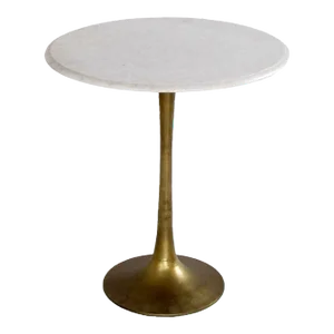 Matthew Izzo Home Tulip Brass and Marble Side Table