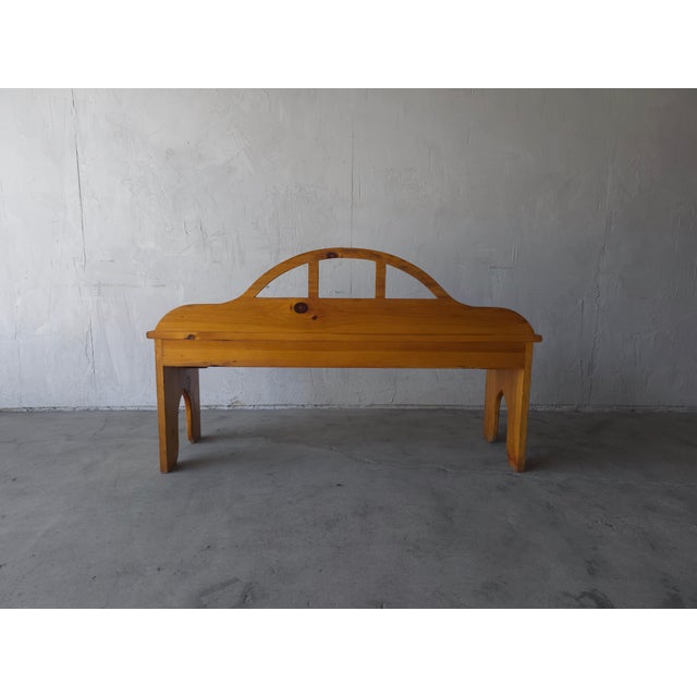 1970s Vintage Rustic Pine Bench For Sale - Image 5 of 7