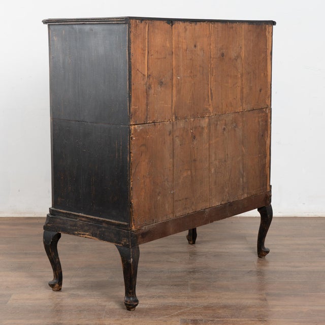 18th Century Rococo Black Painted Oak Chest of Four Drawers For Sale - Image 11 of 11