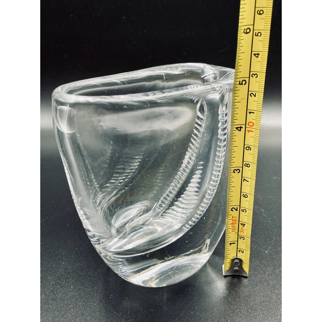 Mid 20th Century Modernist Asymmetrical Signed & Numbered Heavy Crystal Vase For Sale - Image 10 of 13