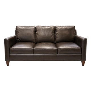 Bradington Young Brown Leather Sofa For Sale