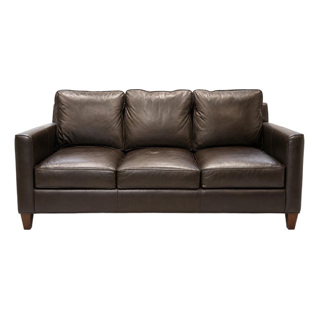 Bradington Young Brown Leather Sofa For Sale