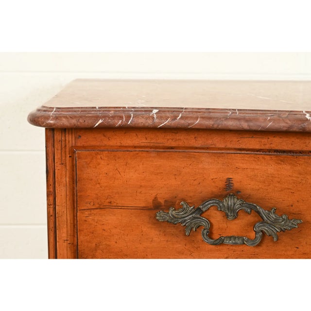 Ralph Lauren French Provincial Louis XV Carved Walnut Marble Top Commode or Chest of Drawers For Sale - Image 12 of 17