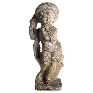 Vintage Cement Statue of a Child For Sale