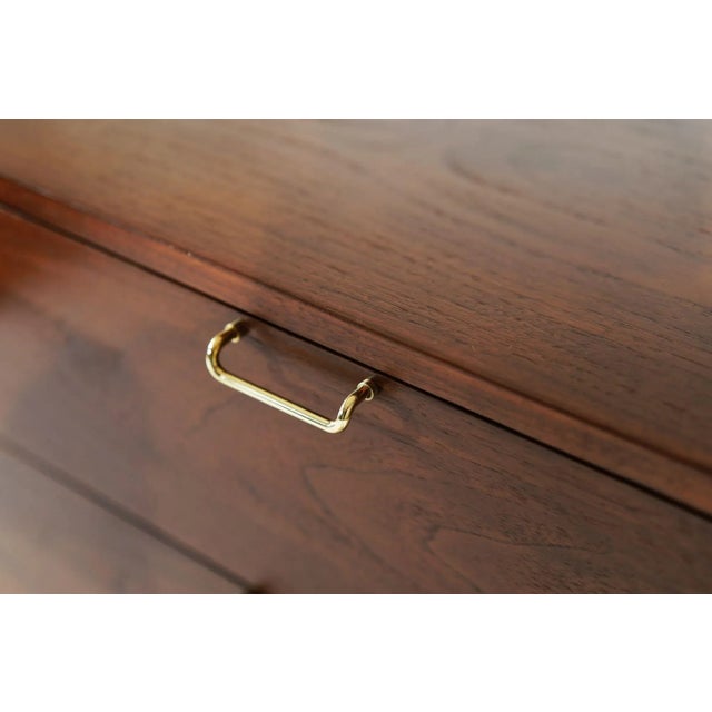 Mid Century Modern Walnut Dresser With Brass Accents, C. 1950s For Sale - Image 12 of 12