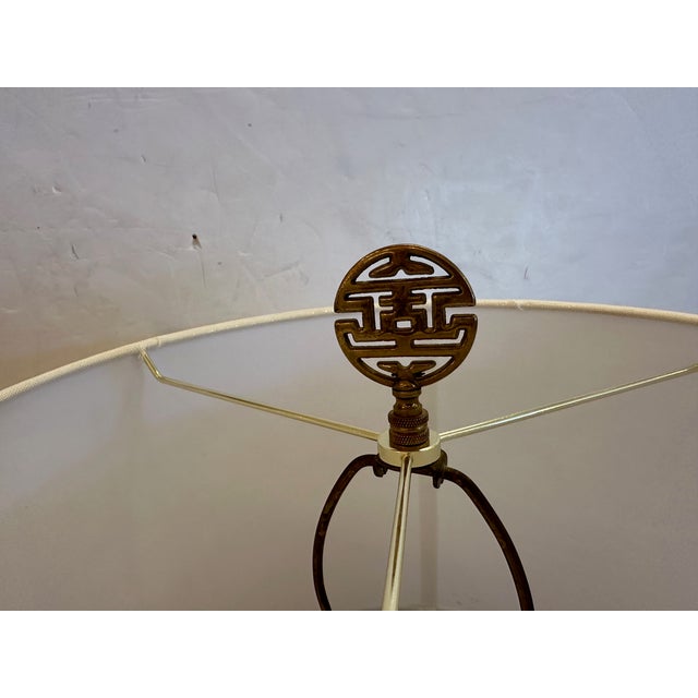 1950s Cinnabar Red Chinese Carved Wood Table Lamp For Sale - Image 5 of 8