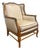 Vintage Country French Fruitwood Upholstered Wingback Chair For Sale