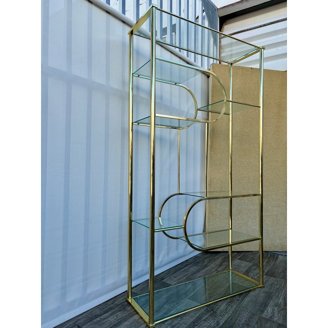 Mid Century Modern Hollywood Regency Brass Etagere in the Milo Baughman Manner. Circa 1970s For Sale - Image 18 of 18