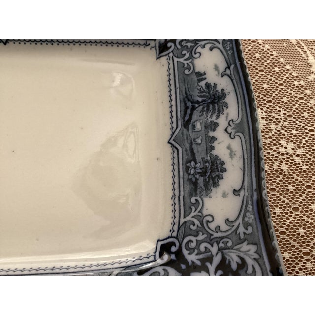 Rare Antique Ford & Sons "Verona" Flow Blue Meat Serving Platter-Bruslem England-Cows For Sale In South Bend - Image 6 of 13