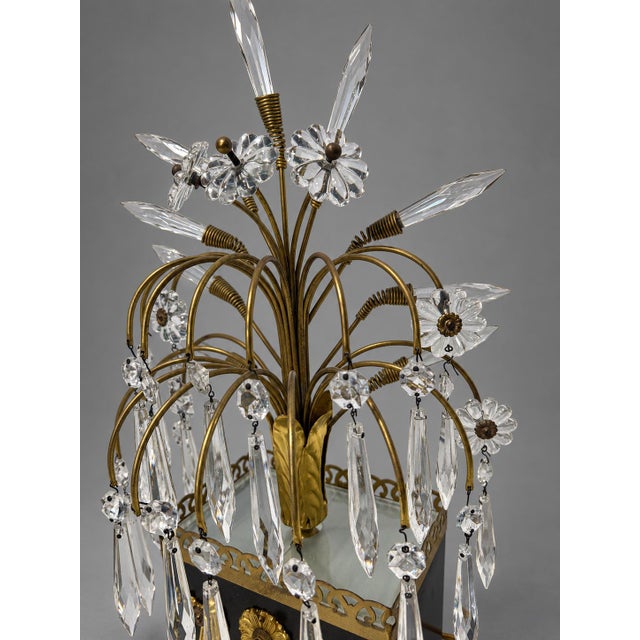 Metal Mid 20th Century Maison Jansen Style Hollywood Regency Brass and Cut-Glass Floral Table Lamp For Sale - Image 7 of 11