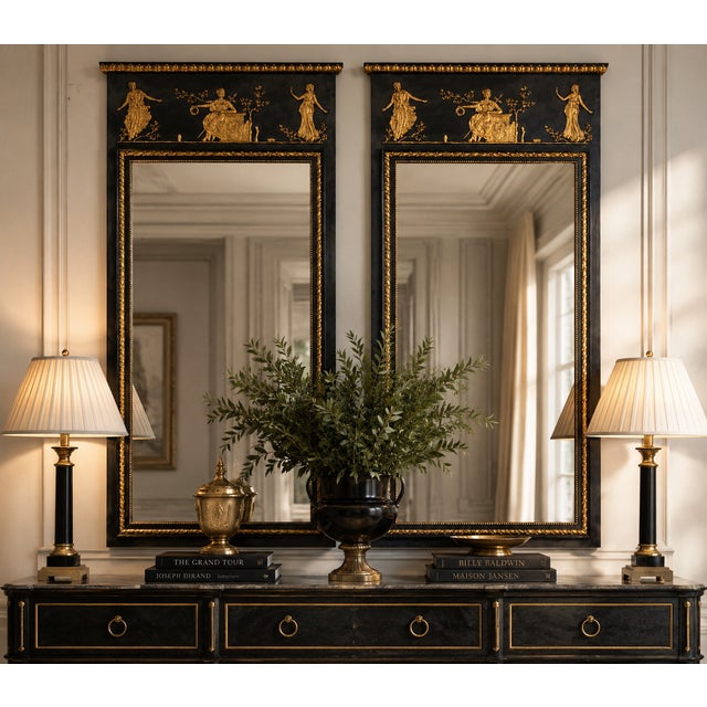 Wood 1950s Italian Friedman Brothers Neiclassical Style Mirrors - Pair For Sale - Image 7 of 7