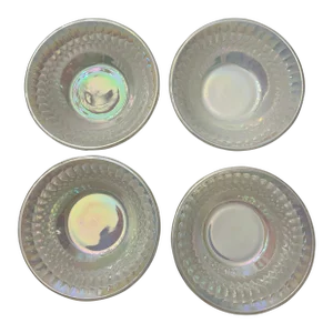 Vintage Federal Glass Opalescent Moonglow Iridescent Rainbow Berry Bowls- Set of 4