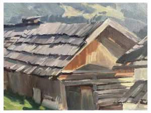 Huts in Landeck Oberinntal, 1942, Oil on Canvas