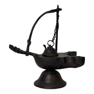 19th Century Bronze Hanging Oil Lamp With Two Wicks