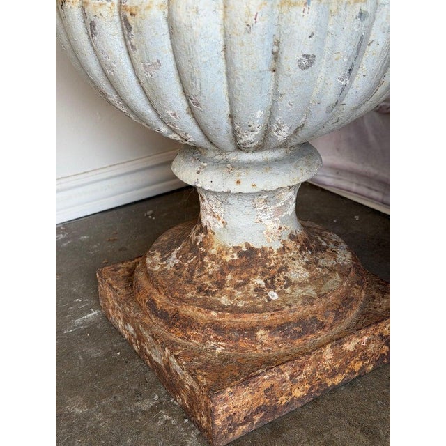 Set of 4 19th Century French Cast Iron Garden Urns For Sale - Image 10 of 18
