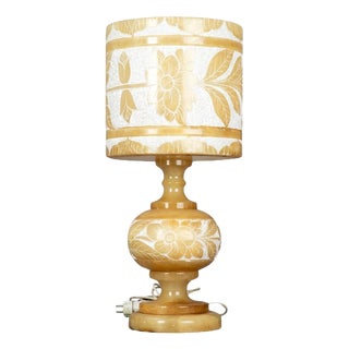 Alabaster Table Lamp with Floral Decorations, 1980s For Sale