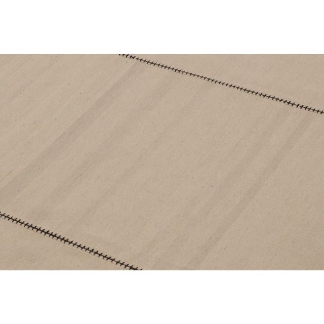 2010s Rug & Kilim’s Contemporary Kilim in Beige and Black Textural Stripes For Sale - Image 5 of 9
