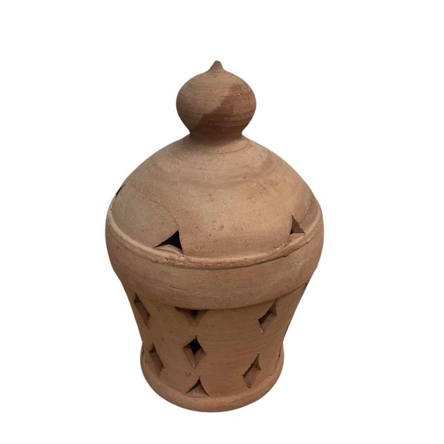 Moroccan Vintage Moroccan Hand-Formed Terracotta Pierced Lantern For Sale - Image 3 of 12