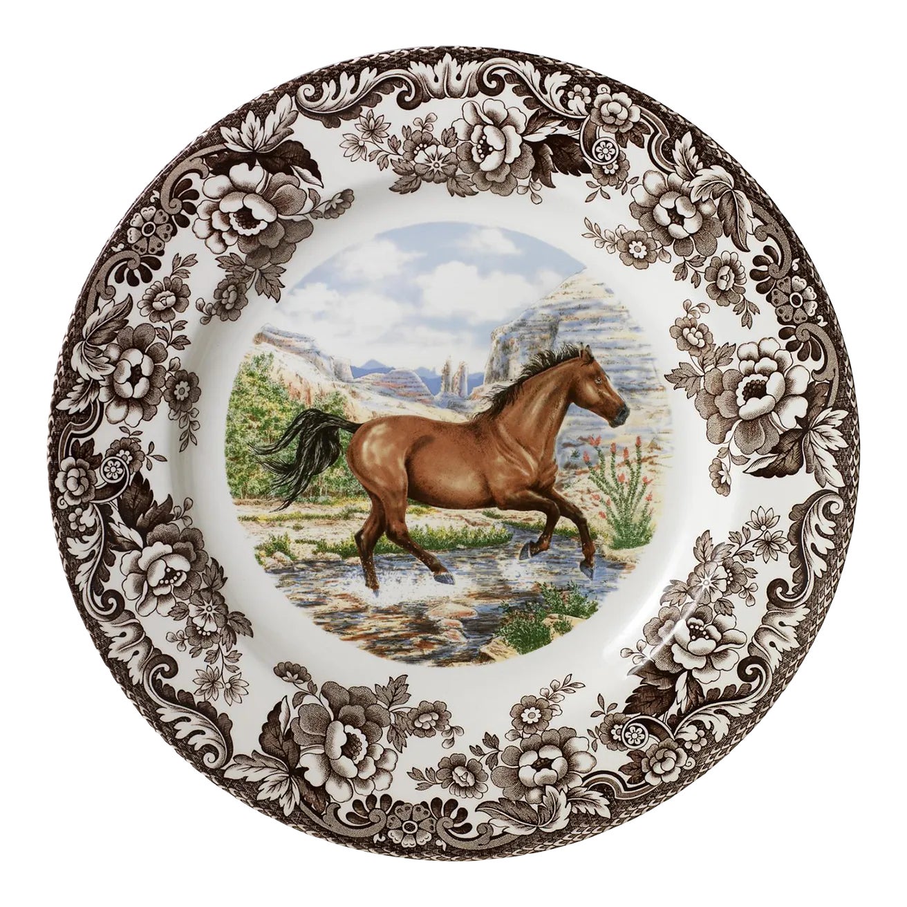Spode Woodland Horses Dinner Plate 10.5", Amer Qtr | Chairish