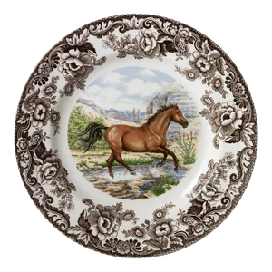 Spode Woodland Horses Dinner Plate 10.5", Amer Qtr
