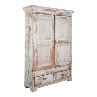 Blue Painted Armoire Cabinet From Sweden, Circa 1820 For Sale