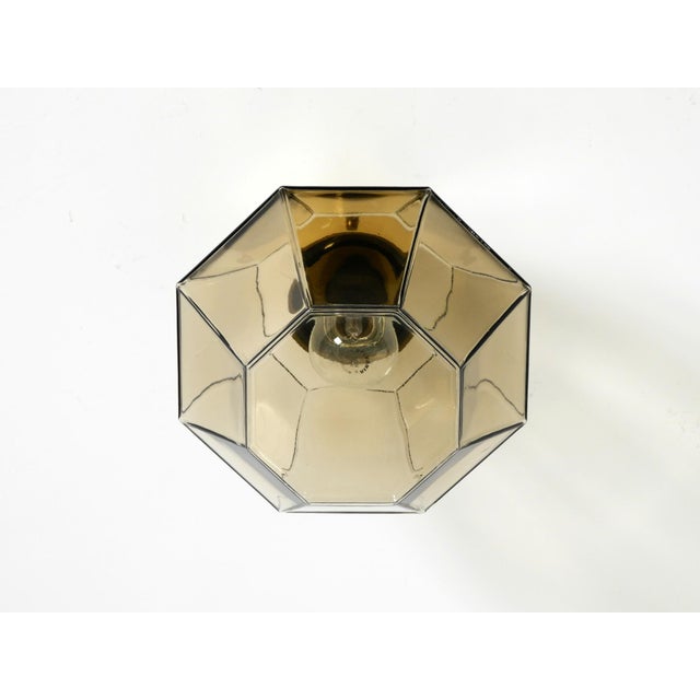 Gold Vintage Smoked Glass Ceiling Lamp in Octagonal Shape from Limburg, 1970s For Sale - Image 8 of 18