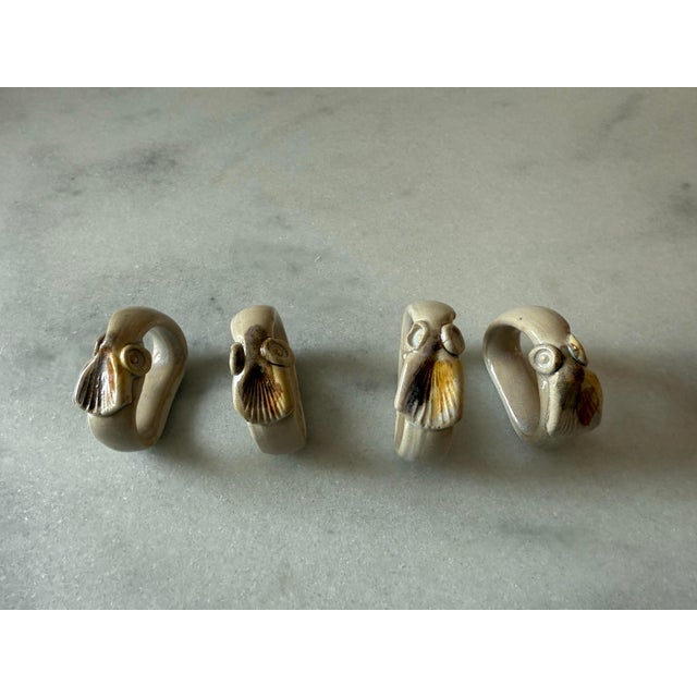 Late 20th Century Vintage Hand Painted Pottery Napkin Rings For Sale - Image 5 of 7