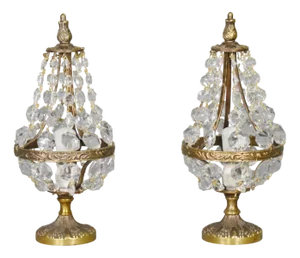 Mid-Century Modern French Cut Glass Table Lamps, 1950s, Set of 2