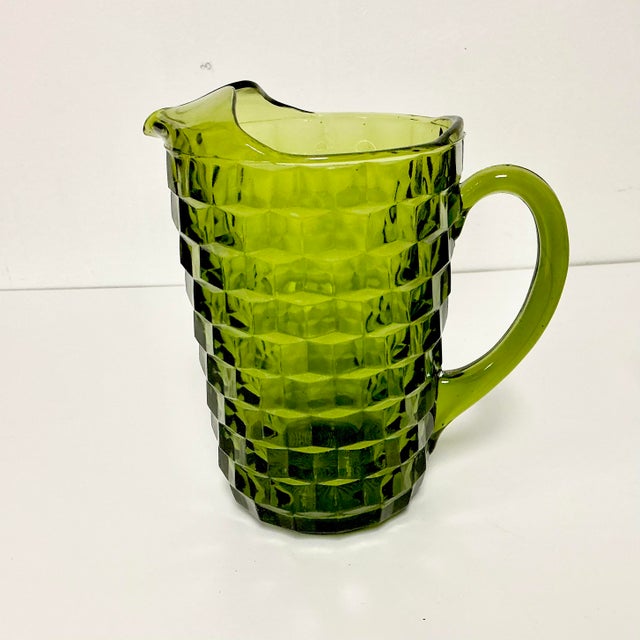 1960s Vintage Boho Chic Americana Indiana Glass Whitehall Pitcher & Glassware Set - 17 Pieces For Sale - Image 11 of 17