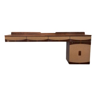 Mid-Century Modern Suspended Desk in Wood and Fabric, 1960s For Sale