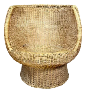Vintage Rattan Pod Lounge Chair in the Style of Eero Aarnio