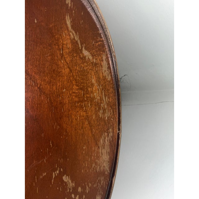 Brass 1940s Federal Revival Mahogany Lyre Base Side Table by Mersman - Model 6651 For Sale - Image 8 of 8