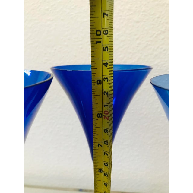 Blown Glass Cobalt Blue Champaign Flutes - Set of 4 For Sale - Image 4 of 6