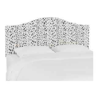 Twin Camelback Headboard in Linen Leopard Ink For Sale